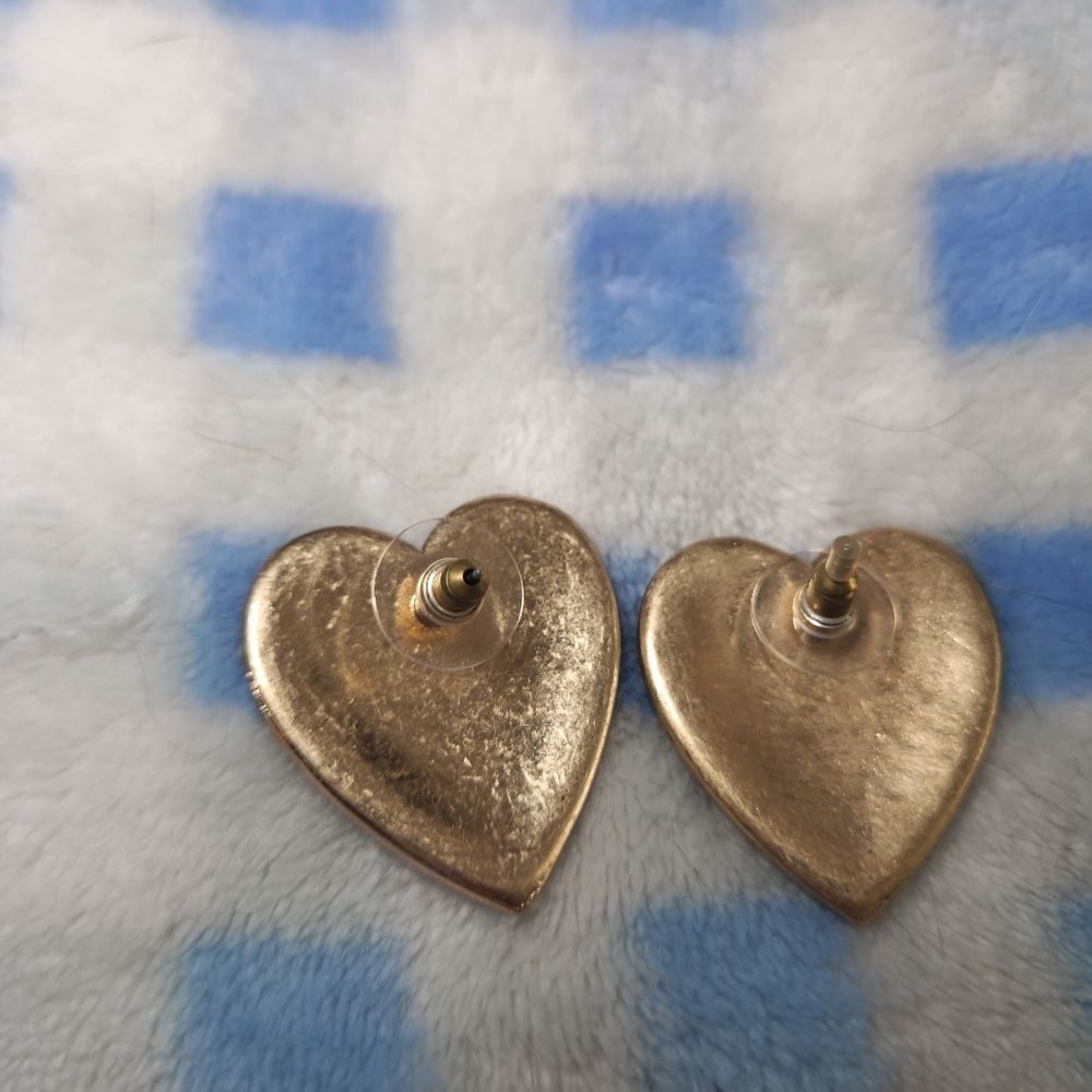 Forever 21 Gold Heart Earrings with Purple Stones - Picture 3 of 3
